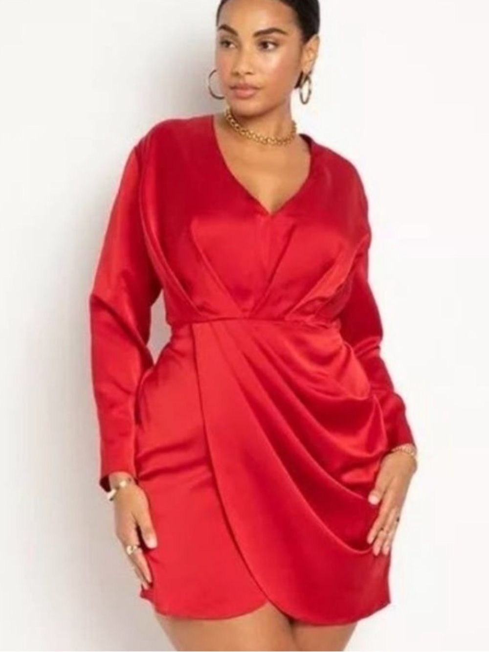 NEW Eloquii Red Dress Faux Wrap V-Neck Womens Plus Size 20 Formal Wedding Guest